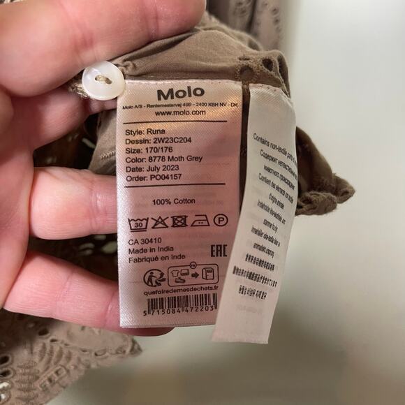 MOLO Runa Eyelet Button Down Blouse Moth Grey sz 170/176 women S - Picture 9 of 10